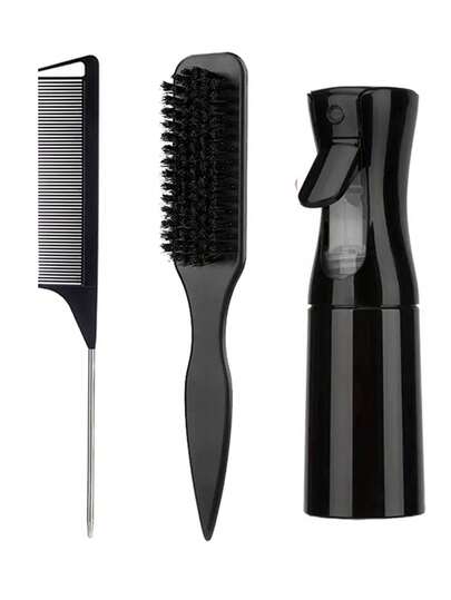 3 PiecesHair Styling Set, Soft Nylon Bristle Brush, Parting & Detangling Combs, ABS Hairbrush For Home & Salon Use