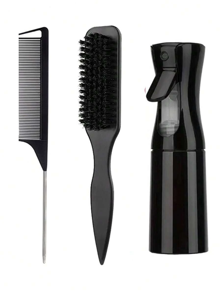 3 PiecesHair Styling Set, Soft Nylon Bristle Brush, Parting & Detangling Combs, ABS Hairbrush For Home & Salon Use - Multicolor - View 1