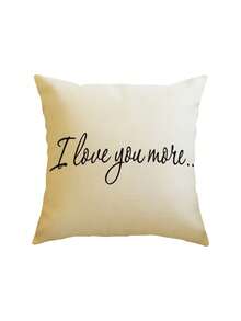 Bộ 1/2/4 vỏ gối trang trí bằng vải lanh có thể giặt máy, in dòng chữ "I Love You More" - Khóa kéo, vỏ gối trang trí dệt cho ghế sofa, ghế bành, trang trí nhà cửa. - Đen và trắng - Xem 15