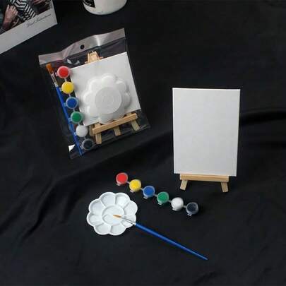 10*10 Mini Tablero de Pintura al Óleo Infantil, Marco de Dibujo Pequeño, Juego de Pintura DIY con Pigmentos, Caballete de Dibujo, Pincel y Tablero de Dibujo Pequeño
