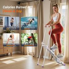 MERACH Stair Stepper For Home Gym Exercise, Compact Foldable Stair Master For Daily Cardio Workout, Stair Climber With 2 Level Resistance, Adjustable Pedals - White-purple - View 3