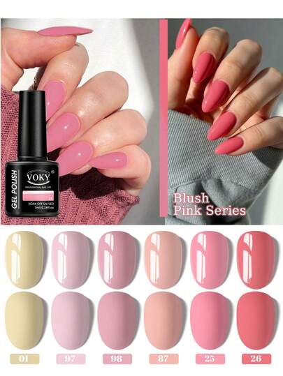 VOKY 6件套春日多巴胺美甲凝胶，活泼跳跃的色彩，适合家庭美甲沙龙，缤纷马卡龙系列