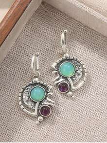 1 Pair Vintage Asymmetric Pendant Earrings, Unique Jewelry Accessory Suitable For All Occasions, A Perfect Gift For Her - Multicolor - View 6