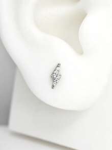 1pc Fashionable Minimalist Lightning Bolt Diamond Stud Earrings, Suitable For Women's Daily Wear - Lightning - View 3