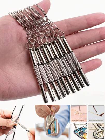 Tua vít, tua vít đa năng dùng cho kính mắt, tua vít thép chính xác, có móc khóa, thích hợp để sửa chữa kính mắt, máy tính và đồng hồ, phù hợp cho cả sử dụng trong gia đình và công nghiệp - dụng cụ cầm tay di động