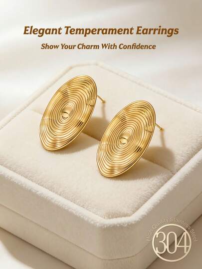 A Pair Of Thick Golden-Textured Earrings, Chunky Gold Declaration Women's Earrings, Irregular Geometric Large-Wave Pendant Earrings, 14K Gold-Plated Stainless Steel Earrings (Nickel-Free, Lightweight, Hypoallergenic, Elegant Earrings), The Perfect Gift For Your Wife Or Daughter