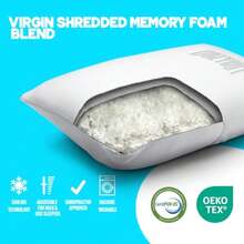 Fluff and Stuff Comfort Pillow Queen Size Memory Foam Pillows Chiropractor Designed and Approved 2-in-1 Back Support and Bed Pillows Fully Adjustable Pillow White Queen (Pack of 1 ) - Blanco - Ver 6