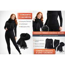 Women's Warm Thermal Blouse And Thermal Tights Set For Cold Weather - màu đen - Xem 11