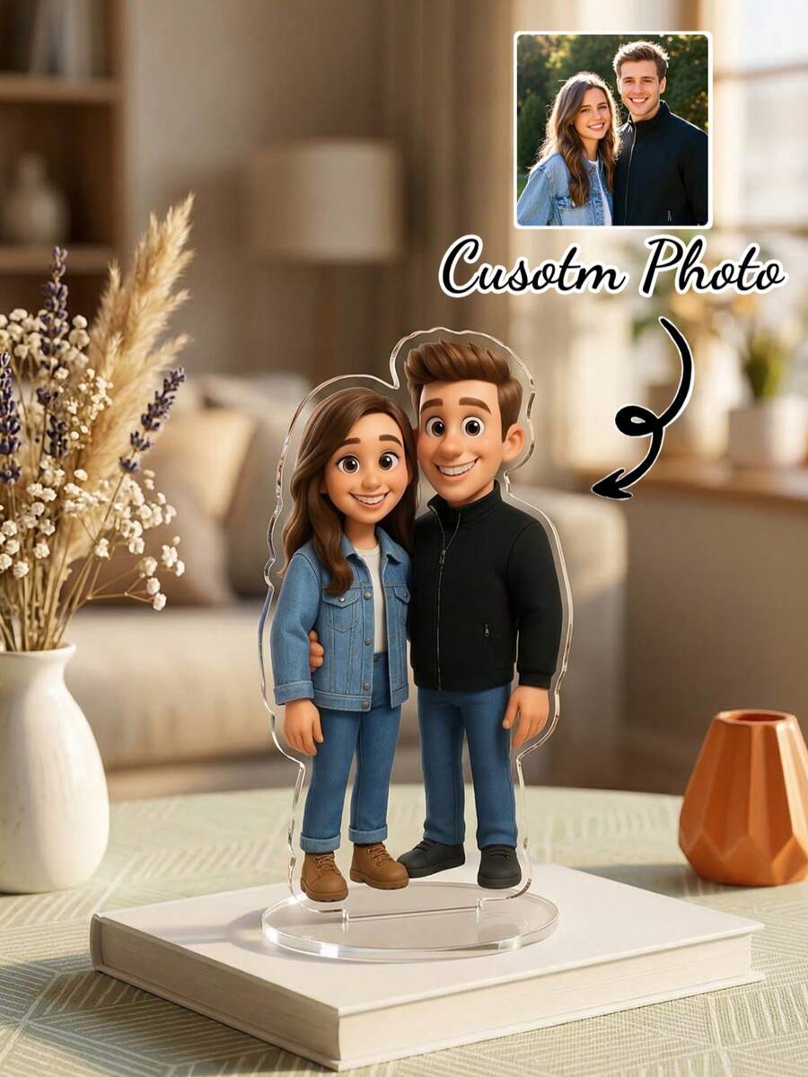Custom 3D Acrylic Figurine, Custom Photo, Family Custom Photo Frame, Mother's Day Gift, Birthday Gift, Anniversary Gift, Mom Gift, Home Decor, Home Life - Multicolor - View 1
