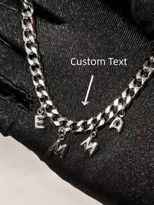 1件3D立体泡泡名字项链，不锈钢泡泡字母吊坠，个性化珠宝礼物，可定制首字母圆形泡泡项链 - 送给朋友、情侣和家人的理想个性化礼物，适合婚礼、情人节、母亲节 - 时尚、复古、简约、休闲、可爱，定制款，独特礼物 - 銀色 鏈 - 查看 5