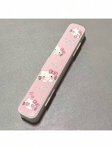 SANRIO 可爱猫咪造型学生筷子套装，ABS树脂材质，3件套便携餐具套装带收纳盒 - 彩色 - 查看 6