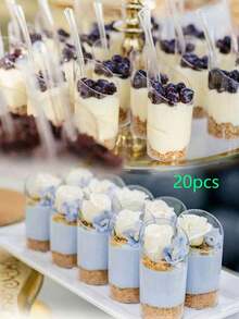 10个斜角甜点杯，3盎司迷你透明甜点杯，适用于水果布丁、冰淇淋、蛋糕、糖果、派对、婚礼、情人节方形开胃菜杯、生日宴会派对婚礼 - 查看 9