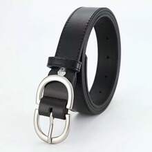 1 pièce Ceinture véritable noir, fabriquée de vache de qualité, design minimaliste avec boucle en métal argenté, dégageant une atmosphère de luxe. Coupe étroite convenant aux costumes, jeans, robes et plus encore, accentuant facilement la taille et rehaussant l'apparence raffinée dans son ensemble. Que ce soit pour le travail ou les sorties, elle peut être la touche finale à votre tenue, durable et élégante, un accessoire classique essentiel dans votre garde-robe pour transmettre naturellement une impression de qualité, dites adieu aux tenues ordinaires. - A - Voir 7