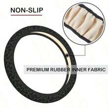 Black Leopard Print Cheetah Elastic Steering Wheel Cover Non-Slip Breathable Neoprene Steering Wheel Covers Women Leopard Car Accessories Universal 15 Inch Fit A Suvs Truck - Black Leopard Print - View 5