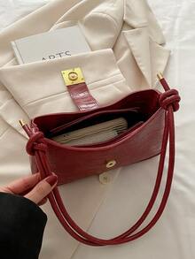 New Luxury Solid Color Versatile Women Shoulder Bag - Red - View 11