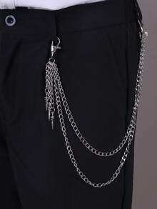1件朋克复古金属星星吊坠腰链，百搭合金星爆多层流苏裤链，适合日常佩戴 - 銀色 - 查看 6