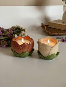 1pc Lotus Shaped Candle Mold Silicone Candle Mold, Suitable For DIY Tea Candle, Scented Candle, Resin Crafts And Jewelry Box, Elegant Floral Home Desktop Car Decor Holiday Gift Silicone Mold - A - View 8