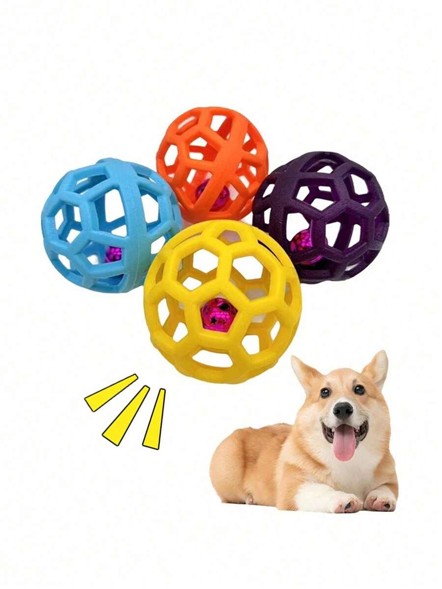 互动式狗狗益智玩具，耐啃咬TPR空心设计，带响珠，猫狗自娱自乐玩具，宠物用品 - 彩色 - 查看 1
