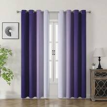 2 paneles de cortinas opacas minimalistas de dos tonos degradados, púrpura y gris, para dormitorio/sala de estar, decoración de otoño, decoración de la habitación - Morado - Ver 13