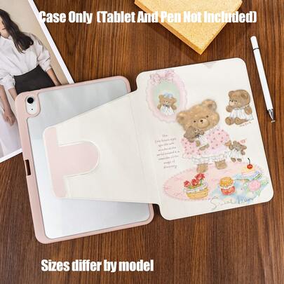 360° Rotating Book-Style Tablet Protective Case. Featuring A Vintage Oil Painting Texture And Adorable Pet Pattern, The "Bear Family Tea Party" Design. Key Features: 360° Rotating Stand, Full-Body Protection, Built-In Pencil Slot, Shock-Proof, And Stable Support. Compatible With IPad Mini 4/5/6/7, 9.7/10.2/10.5/10.9/11/12.9/13 Inch Series; Galaxy Tab 8.7/10.4/10.5/11/12.4/13.1/14.6 Inch Series.