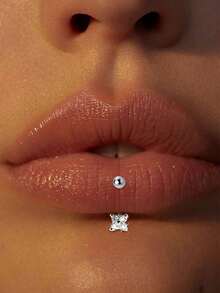 1件925纯银唇环，适合女性作为简约眉钉佩戴 - 單隻 - 查看 2