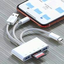 huaxunyuan 三合一 USB + Type-C + Lightning 多功能读卡器，支持 SD 卡、TF 卡、U盘 - 查看 1