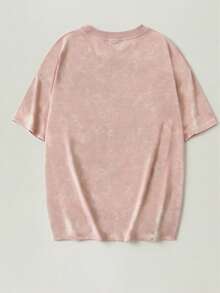 Casual Tie-Dye Short Sleeve Round Neck T-Shirt - Printed Pattern, Soft & Comfortable Fabric, Machine Washable, Summer Women Top Pink - Pink - View 5
