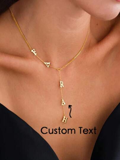 Dây chuyền khắc tên theo yêu cầu, Dây chuyền tên kiểu lariat, Dây chuyền chữ Y, Dây chuyền tên dạng giọt nước, Dây chuyền chữ cái đầu, Quà tặng cho nữ, Quà Giáng sinh