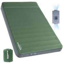 CumbreX™ Air and Foam Self Inflating Sleeping Pad Built-in Electric Pump 4" Ultra-Thick Memory Foam Camping Mattress with Pillow Double Camping Pad 4-Season R-value 9.5 Camp Mat for Travel Full - Greenpump del Ejército - Ver 1