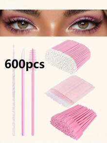 900/600/300支装睫毛嫁接用品套装，含一次性睫毛刷、微型棉签刷、睫毛膏刷和唇刷。 - 彩色 - 查看 12