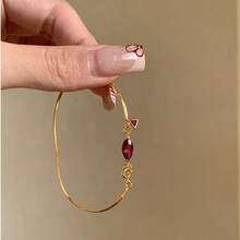 1 chiếc vòng tay thời trang tối giản hình rắn với mặt dây chuyền hình giọt nước đính đá Zirconia đỏ dành cho nữ, đa năng. - Vòng tay mắt ngựa - Xem 5