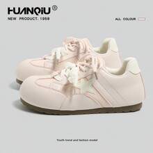 HUANQIU Mẫu mới mùa xuân 2026, giày thể thao nữ Derun màu xanh nhạt, đế mềm mại, thoải mái, thời trang, đa năng, dễ phối đồ. - Hồng - Xem 10