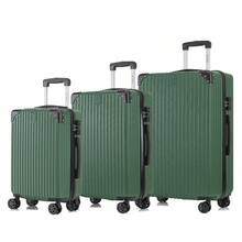 YONSLY Lightweight 3‑Piece Suitcase Set 20/24/28 Inches With TSA Customs Lock YKK Double Repair Zipper 4 Wheels 360° Mesh Pocket Travel Suitcase - Dark Green - View 2