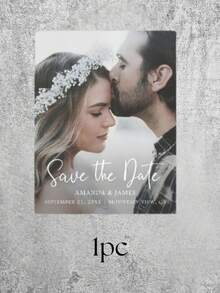 Custom Save The Date With Photo/Personalized Wedding Announcement Cards/Save Our Date Postcards For Wedding/Modern Wedding Invitations/Custom Engagement Party Invitations/Photo Cards, 1pc - Multicolor - View 9