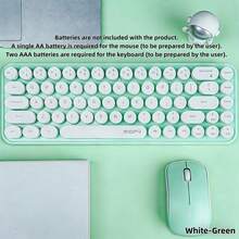 MOFII I Bean 2.4G Wireless Silent Keyboard And Mouse Set, Macaron Retro Round Keycaps, Feminine Style, Office Keyboard Compatible With PC Laptop, Battery Not Included - View 14
