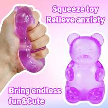 Gummy Bear Squeeze Toys - Sensory Stress Relief Toys, Slow Rebound Release Toys,Jelly-Filled, Squeeze Toys, Stress Relief Toys, Birthday Gifts, Gift Bag Fillers, High Aesthetic Dopamine Colors.(Purple). - Màu tím - Xem 3
