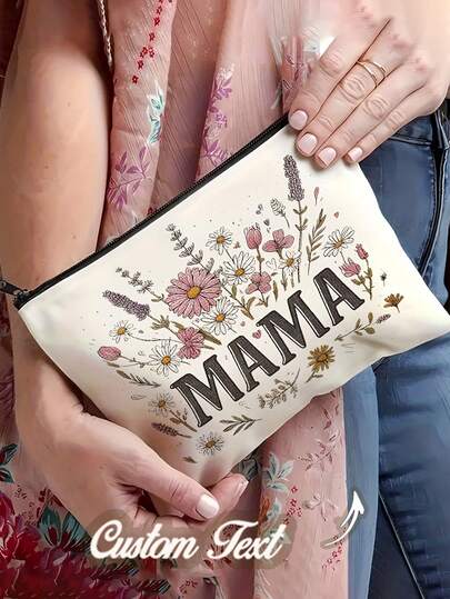 Bolsa de cosméticos personalizada con patrón de flores y mariposas, personalizable con su nombre, multifuncional, de gran capacidad, fácil de limpiar, portátil y organizada. Ideal como regalo para damas, madres, hijas y amigas. Adecuado para el Día de la Madre, bodas, graduaciones y ocasiones especiales. Excelente para accesorios de boda, viajes y almacenamiento de artículos de tocador.