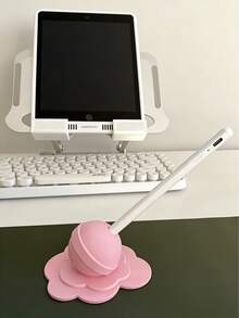 可爱3D花朵造型硅胶笔筒 - 糖果融化造型笔架，适用于Apple Pencil和平板电脑 - 适用于办公室、学校和家庭的桌面收纳 - 艺术家和学生的独特设计师礼物 - A - 查看 3