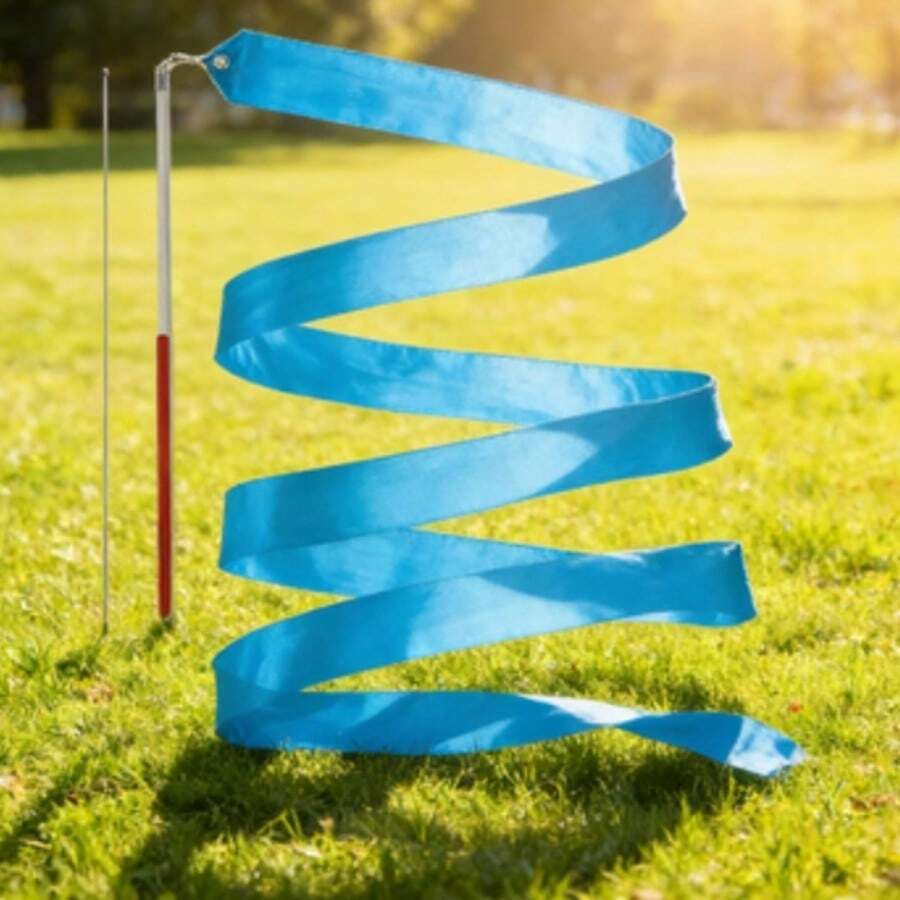 1条艺术体操彩带，丝绸舞蹈彩带，闪亮彩带训练工具（1米、2米、4米、6米） - 天藍色 - 查看 1