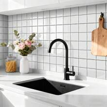 Azulejos adhesivos de pared cuadrados autoadhesivos de gel 3D, resistentes al calor y al agua, para cocina y baño - A - Ver 6