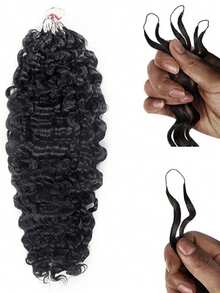 5包/250克缅甸卷曲钩编羽毛辫真人发接发，采用Miracle Knots工艺，缅甸卷曲钩编真人发接发，羽毛线无缝隐形，适合细软发质女性日常使用。 - Natural Black - 查看 8