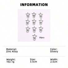 10/30 chiếc phụ kiện khóa hình ngôi sao tối giản, đồ dùng thủ công làm móc khóa DIY - 30 ngôi sao bạc - Xem 3