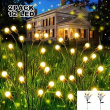 6 luces solares para senderos, luces solares de jardín a prueba de agua con diseño de fuegos artificiales, luces solares de luciérnagas, luces solares LED para el suelo - Amarillo - Ver 13