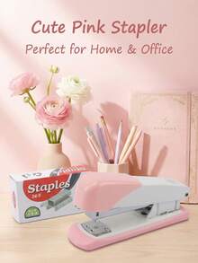 Suministros de papelería exquisitos, grapadora de escritorio tipo macaron, adecuada para oficina, hogar, escuela y uso multipropósito - Múltiples estilos 1 - Ver 10