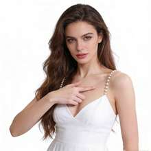 2条可调节甜美珍珠肩带，新娘礼服配饰，胸罩肩带 - 均碼 - 查看 7