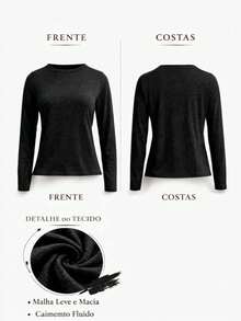 Conjunto de frio Inverno 3 peças , calça + blusa + Poncho Moda Feminina Quentinho Inverno Moderno Casual Tarde Chá REF: Conjunto Alana - Preto - Visão 4