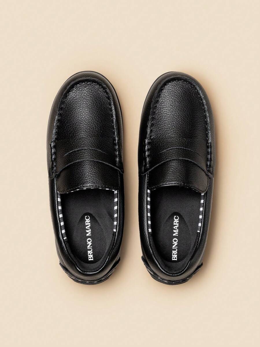 Boy's Dress Shoes Slip-On Penny Loafers Casual Moccasin Style For Toddler/Little Kid/Big Kid - 黑色 - 查看 1