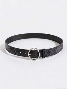 1 chiếc thắt lưng nữ khóa tròn họa tiết da rắn neon, phong cách Y2K mùa hè thường ngày, hàng có sẵn, kiểu dáng thời trang Âu Mỹ. - Thắt lưng khóa tròn in họa tiết da rắn - Xem 5