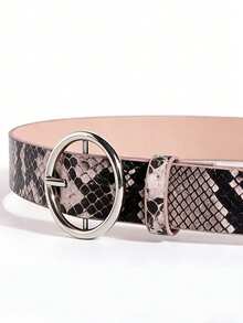 1 chiếc thắt lưng nữ khóa tròn họa tiết da rắn neon, phong cách Y2K mùa hè thường ngày, hàng có sẵn, kiểu dáng thời trang Âu Mỹ. - Thắt lưng khóa tròn in họa tiết da rắn - Xem 10