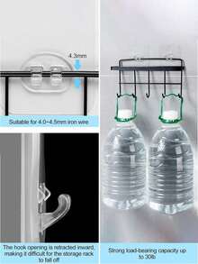 1-10pcs No Drill Bathroom Storage Rack Adhesive Hooks, Strong Waterproof Wall Hooks For Bathroom Baskets, Shower Caddies, Soap Dishes And Kitchen Organization - Multicolor - View 7